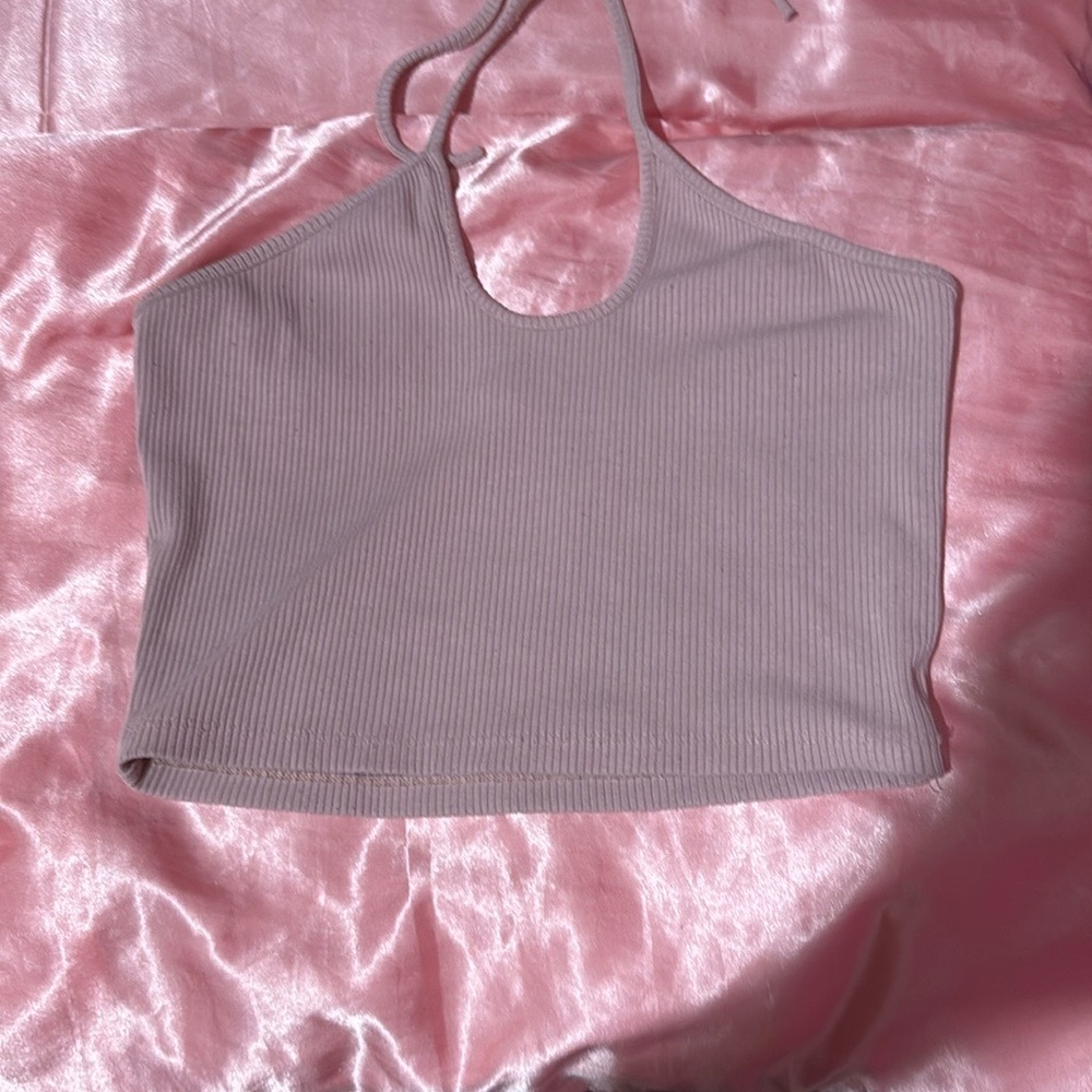 Gray Ribbed Crop Tank Top